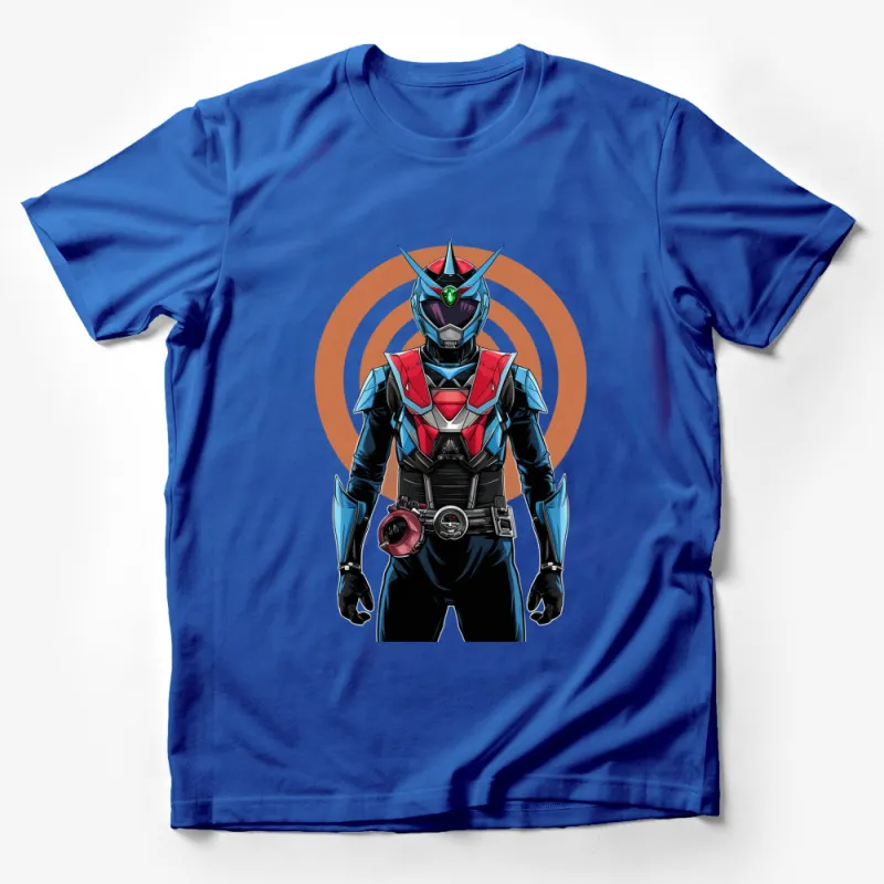 Men's Graphic Tee with Colorful Robot Warrior, Futuristic Hero Design, Unique Geeky Apparel Male T-Shirt