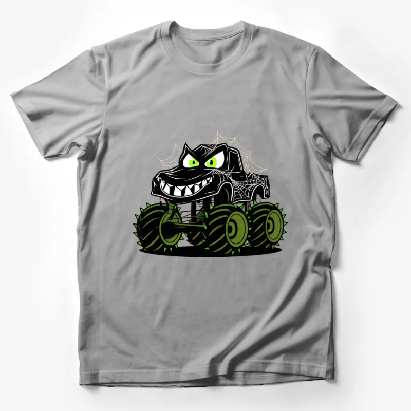 Monster Truck T-Shirt for Kids, Spooky Vehicle Graphic Tee, Boys' Green Truck Shirt, Fun Halloween Apparel Male T-Shirt