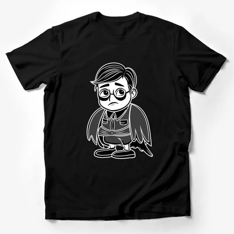 Cute Cartoon Young Boy in Costume, Kids Monochrome T-Shirt, Unique Graphic Tee, Casual Children Clothing Male T-Shirt