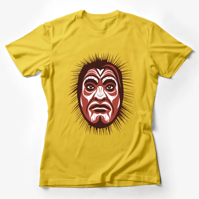 Tribal Mask Design T-Shirt, Unique Cultural Art Tee, Unisex Adult Clothing, Graphic Tee, Gift Idea Female T-Shirt