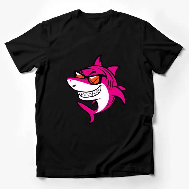 Cool Pink Shark with Sunglasses T-Shirt, Funny Shark Graphic Tee, Unisex Summer Shirt for All Ages Male T-Shirt