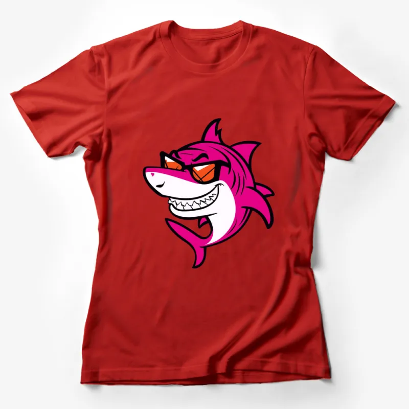 Cool Pink Shark with Sunglasses T-Shirt, Funny Shark Graphic Tee, Unisex Summer Shirt for All Ages Female T-Shirt