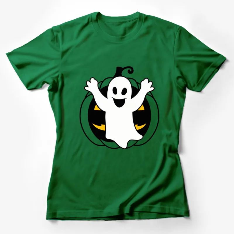 Cute Ghost Cartoon T-Shirt, Happy Spooky Halloween Shirt, Kids and Adults Sizes Female T-Shirt