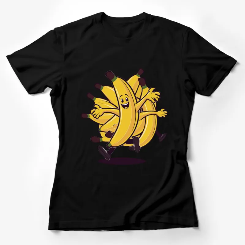 Cute Dancing Banana Cartoon Character T-Shirt, Funny Fruit Graphic Tee, Unisex Yellow Banana Shirt Female T-Shirt