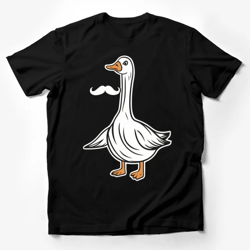 Funny Goose with Mustache T-Shirt, Cute Animal Graphic Tee, Unisex Casual Shirt Male T-Shirt