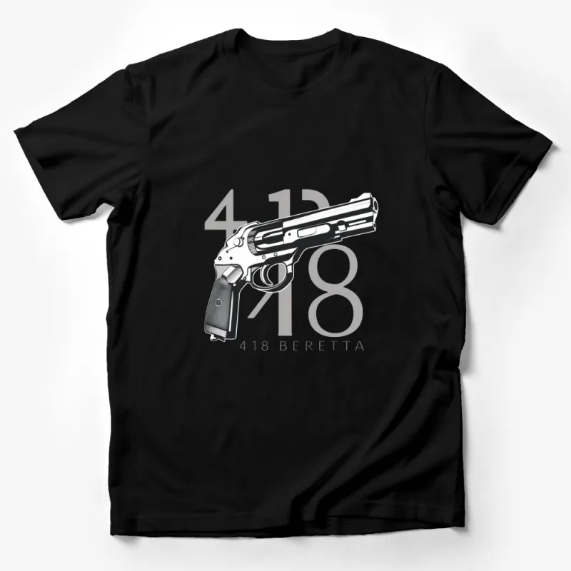 Beretta Gun T-Shirt 418 Graphic Print, Monochrome Weapon Design, Unisex Tee for Adults Male T-Shirt