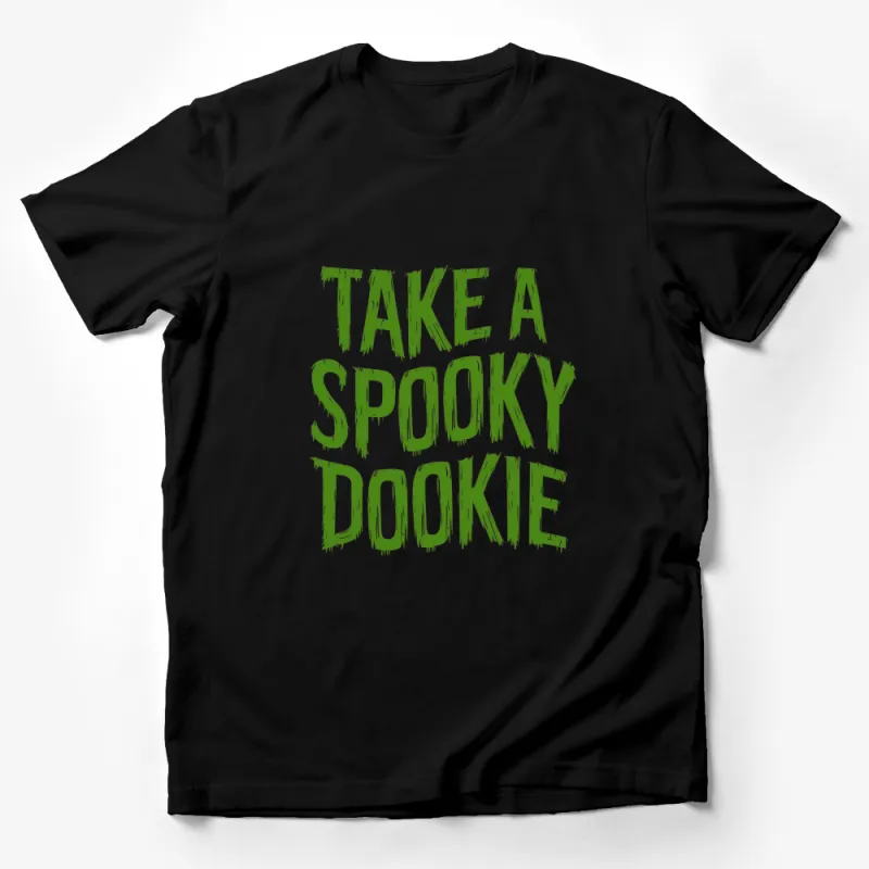 Spooky Dookie Halloween T-Shirt, Funny Green Text Tee, Novelty Halloween Apparel, Ghostly Humor Top Male T-Shirt