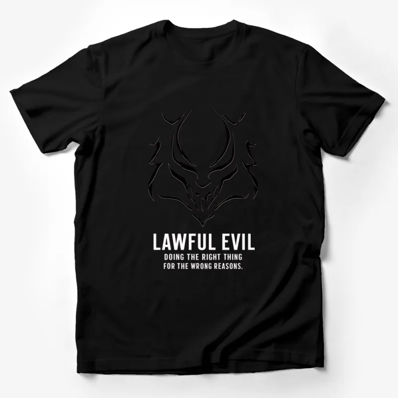 Lawful Evil Dragon Skull T-Shirt, Unique Graphic Tee, Fantasy Inspired Shirt Design, Cool Fashion Statement Male T-Shirt