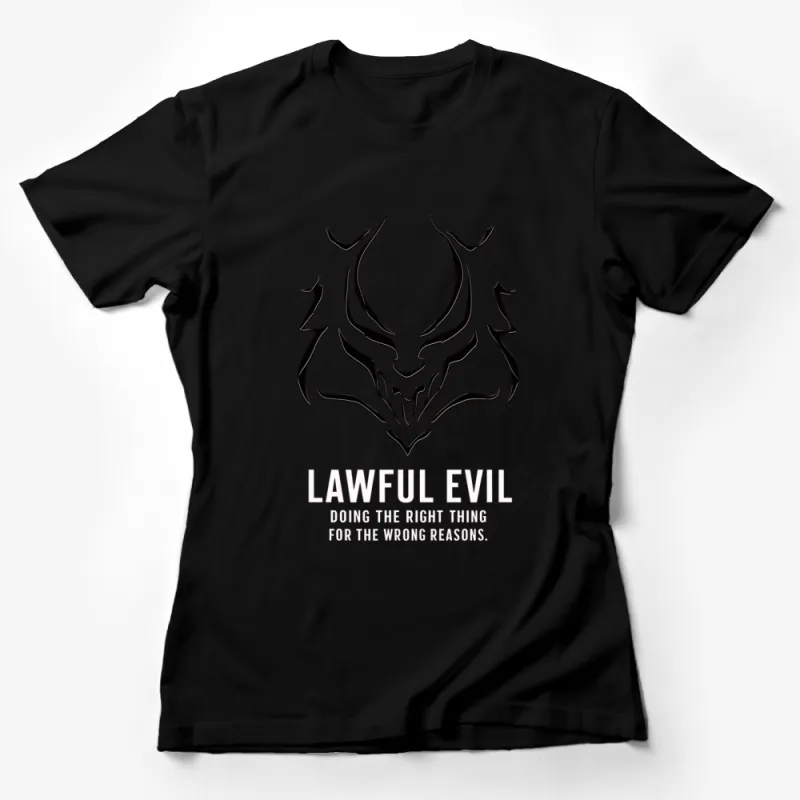 Lawful Evil Dragon Skull T-Shirt, Unique Graphic Tee, Fantasy Inspired Shirt Design, Cool Fashion Statement Female T-Shirt