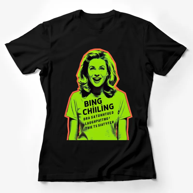 Bing Chilling Green T-Shirt, Vibrant Pop Art Style, Comfortable Unisex Design, Trendy Casual Wear Female T-Shirt