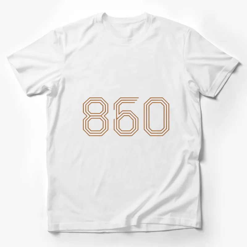 Vintage Digital-Style 860 Number Print, Retro Aesthetic Orange Graphic T-Shirt, Unisex Casual Tee Male T-Shirt