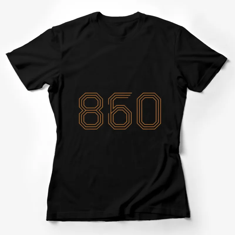 Vintage Digital-Style 860 Number Print, Retro Aesthetic Orange Graphic T-Shirt, Unisex Casual Tee Female T-Shirt