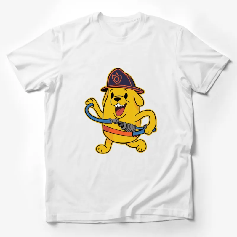 Kids Firefighter Dog T-Shirt, Cute Cartoon Fireman Puppy Tee, Boys Girls Fire Dept Shirt, Fun Firefighter Gift Male T-Shirt