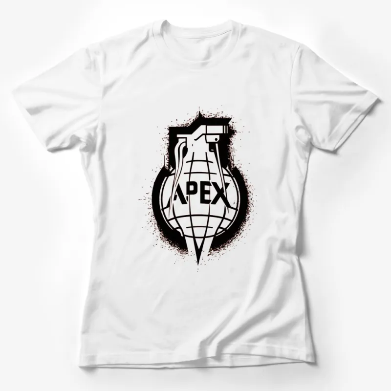 Apex Black and White Graphic T-Shirt, Urban Streetwear Tee, Modern Splash Art, Unisex Fashion Female T-Shirt