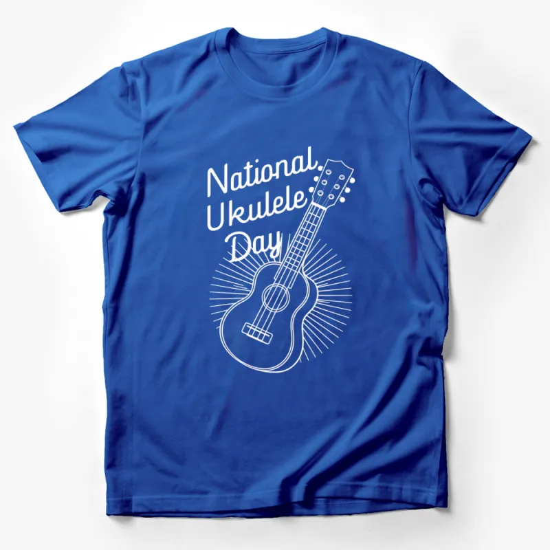 National Ukulele Day T-Shirt, White Musical Instrument Tee, Unisex Music Lover Gift, Festival Apparel Male T-Shirt