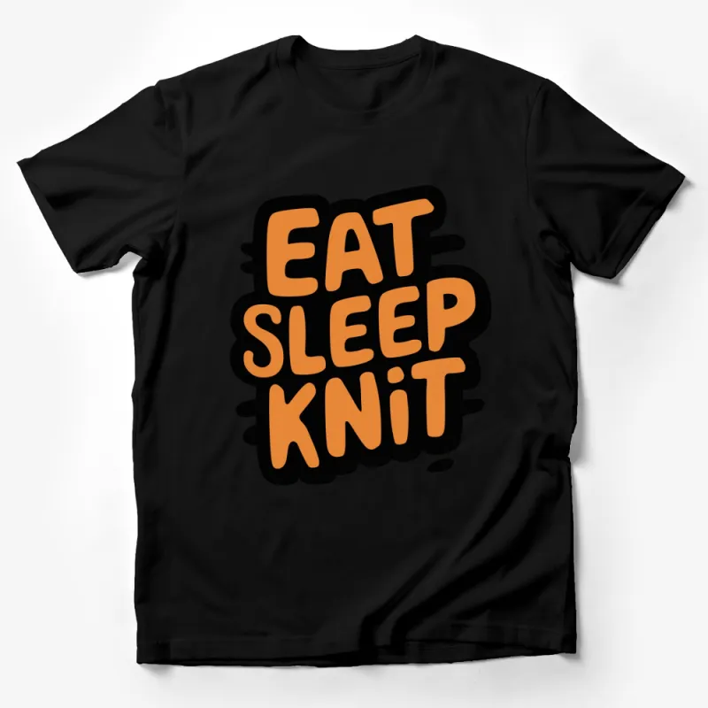 Eat Sleep Knit T-Shirt, Funny Knitting Lover Shirt, Gift for Knitters, Crafty Tee, Casual Wear, Quirky Quote Top Male T-Shirt