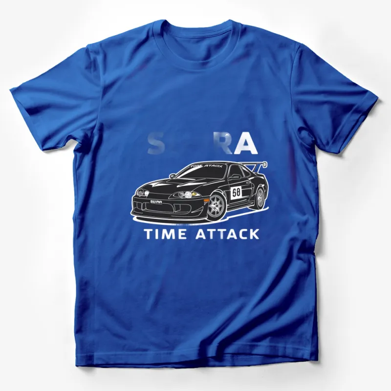 Time Attack Supra Graphic T-Shirt, Racing Car Lover's Tee, Black and White Sports Car Male T-Shirt