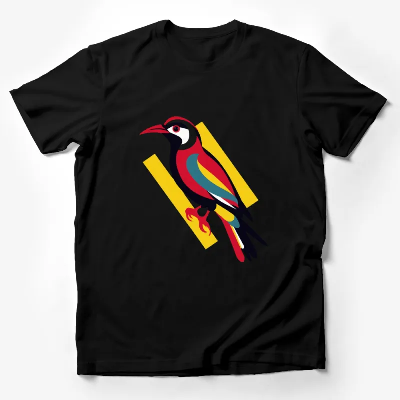 Colorful Bird T-Shirt, Abstract Art Style, Vibrant Bird Design, Unisex Fashion Tee Male T-Shirt