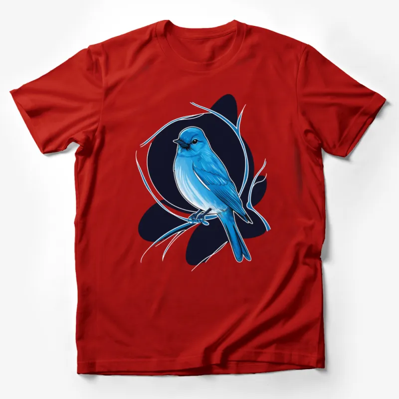 Vibrant Blue Bird T-Shirt, Nature Inspired Graphic Tee, Unique Wildlife Illustration Shirt Male T-Shirt