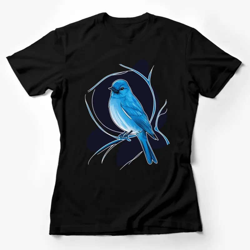 Vibrant Blue Bird T-Shirt, Nature Inspired Graphic Tee, Unique Wildlife Illustration Shirt Female T-Shirt