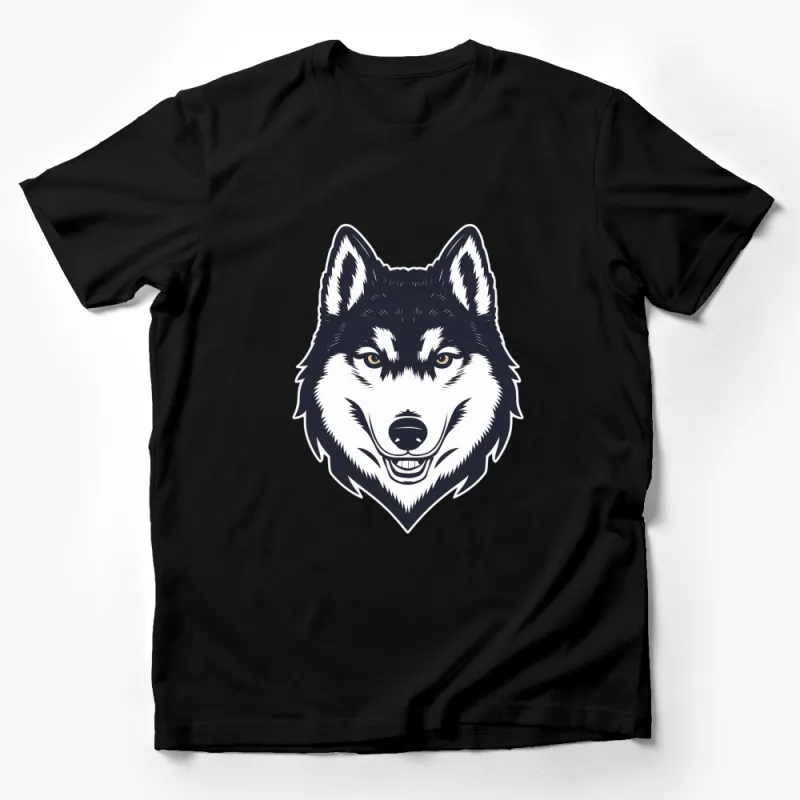 Majestic Wolf Face Graphic T-Shirt, Wild Animal Lover Tee, Black and White Unisex Shirt, Illustration Male T-Shirt