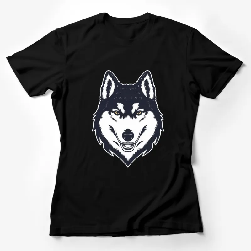 Majestic Wolf Face Graphic T-Shirt, Wild Animal Lover Tee, Black and White Unisex Shirt, Illustration Female T-Shirt