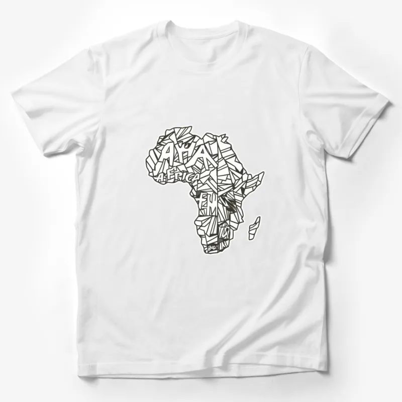 Africa Map T-Shirt, Modern Geo Artwork, Black and White Graphic Tee, Stylish Unisex Shirt Male T-Shirt