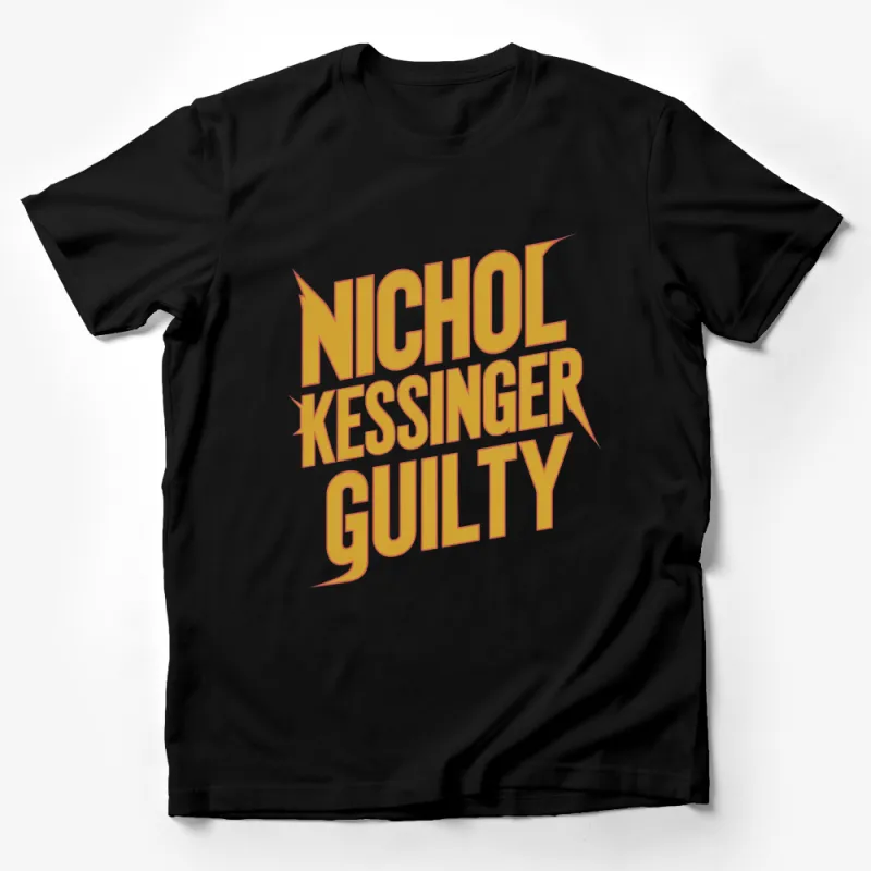 Nichol Kessinger Guilty Bold Yellow Text T-Shirt, Statement Graphic Tee, Unisex Shirt Print Male T-Shirt