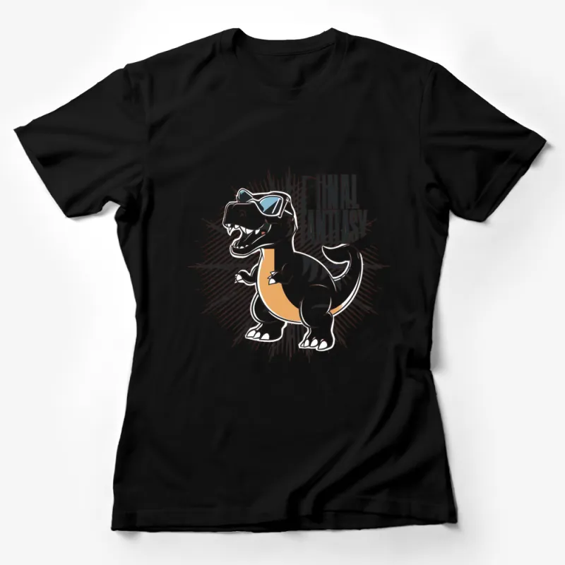 Final Fantasy Dinosaur T-Shirt, Cool Dino with Sunglasses Graphic Tee, Unisex Cotton Shirt Female T-Shirt