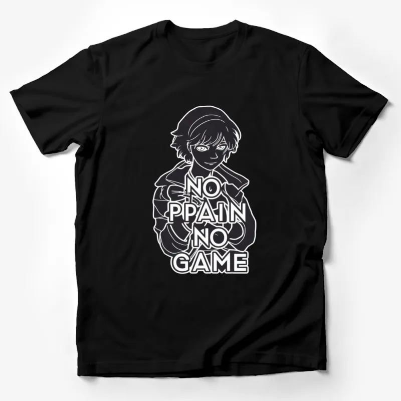 No Pain No Game Anime Inspired T-Shirt, Graphic Tee, Monochrome Manga Style, Unisex Shirt, Cool Casual Wear Male T-Shirt