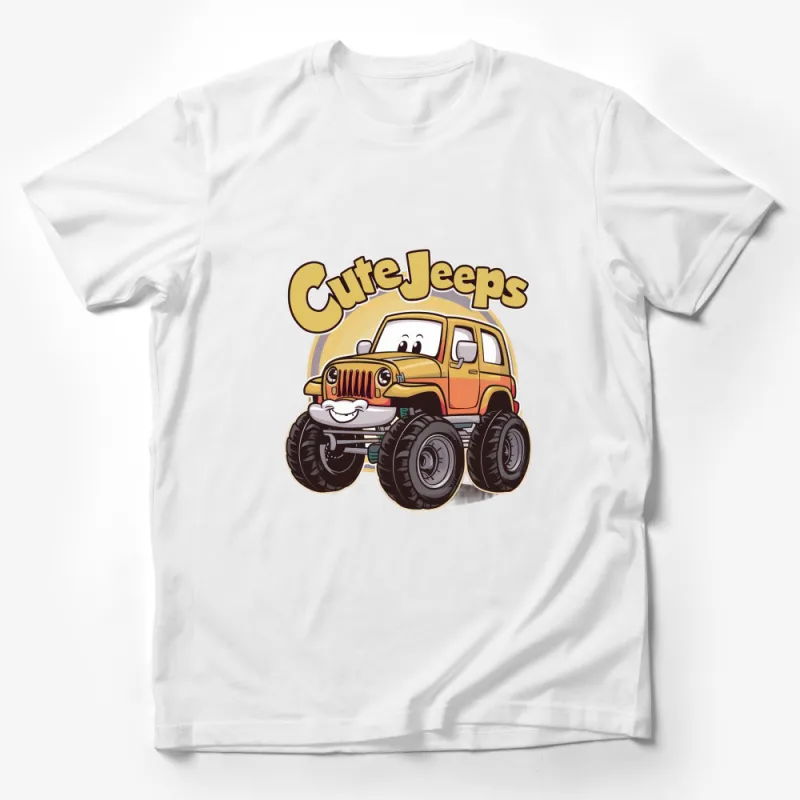 Cute Jeeps Cartoon Car T-Shirt, Fun Off-Road Vehicle Tee, Kids and Adults Unisex Top, Adventure Shirt Male T-Shirt