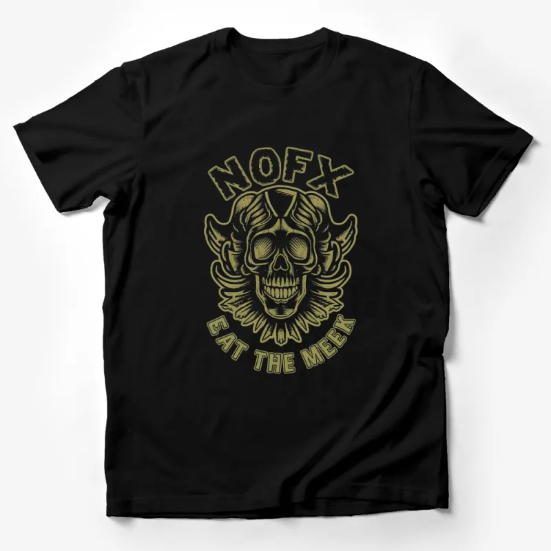 NOFX Eat The Meek Skull Graphic T-Shirt, Punk Band Logo Tee, Music Fan Apparel Male T-Shirt