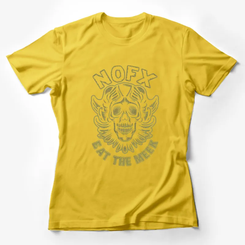 NOFX Eat The Meek Skull Graphic T-Shirt, Punk Band Logo Tee, Music Fan Apparel Female T-Shirt