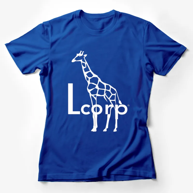 Black T-Shirt with White Giraffe Graphic, Lcorp Logo Design, Unisex Adult Clothing, Trendy Animal Tee Female T-Shirt