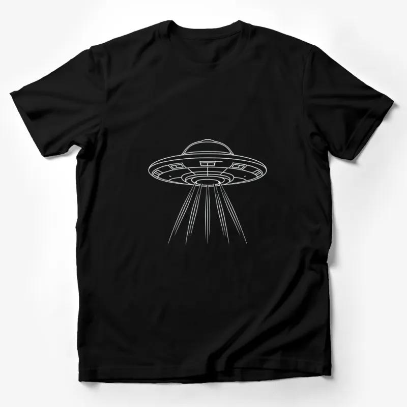 UFO Line Art T-Shirt, Minimalist Extraterrestrial Spaceship Design, Unisex Alien Graphic Tee Male T-Shirt