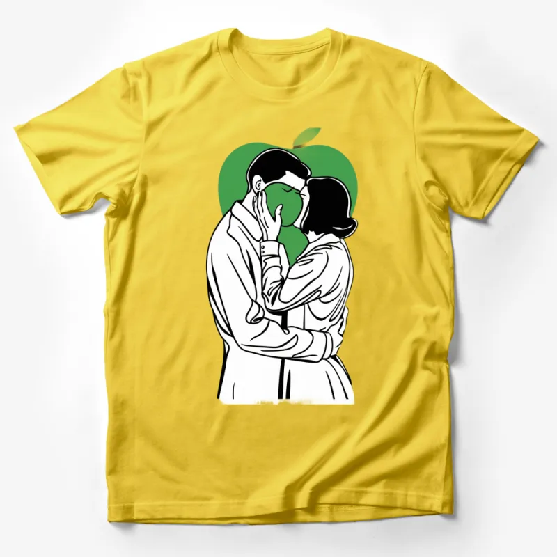 Vintage Couple Line Art T-Shirt, Romantic Graphic Tee, Modern Minimalist Apparel, Unisex Casual Outfit Male T-Shirt