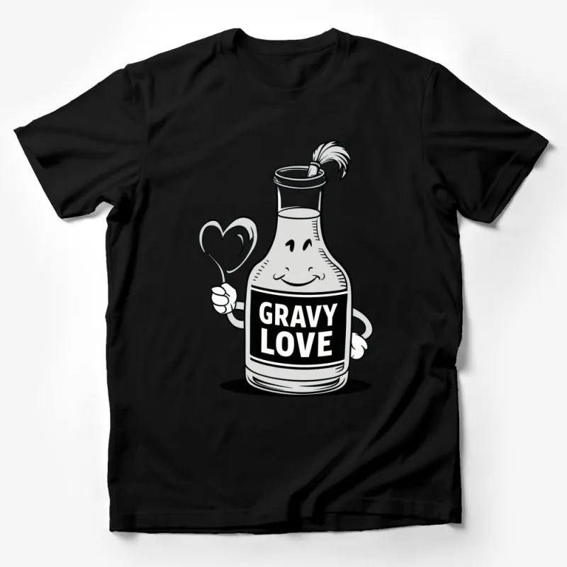 Gravy Love Bottle Cartoon T-Shirt, Funny Food Lover Tee, Cute Kitchenwear, Unique Gift Idea Male T-Shirt