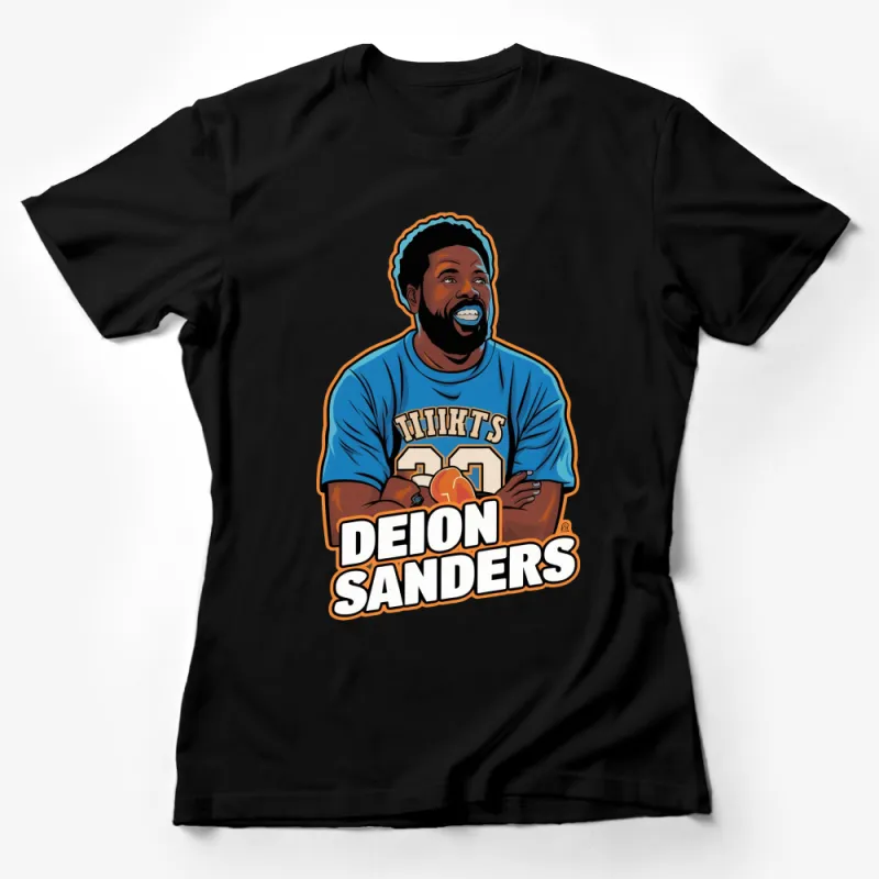 Deion Sanders Graphic Tee, Retro Sports Icon T-Shirt, Vintage Football Star Shirt, Collector's Edition Female T-Shirt