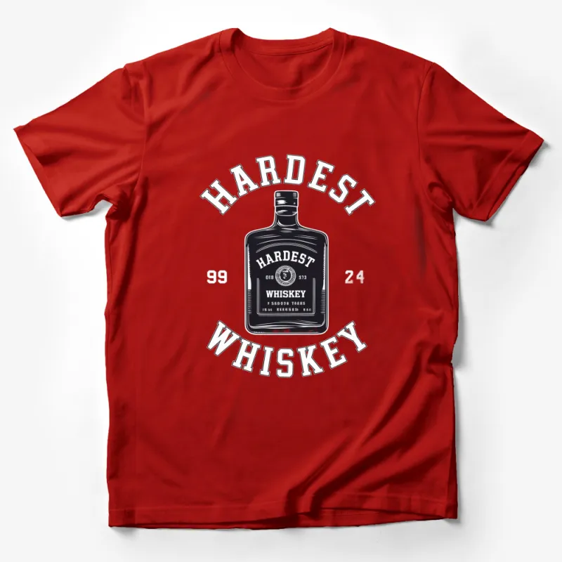 Vintage Hardest Whiskey Bottle Graphic T-Shirt, Classic Monochrome Alcohol Tee, Gift for Whiskey Lovers Male T-Shirt