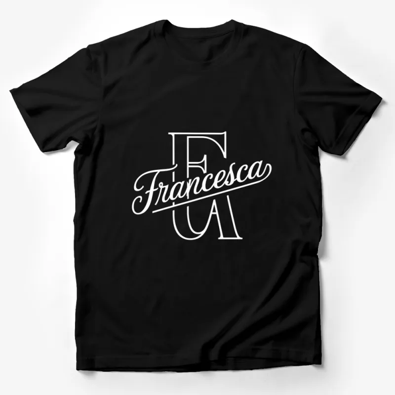 Elegant Francesca Monogram T-Shirt, Classic Black and White, Personalized Initials Tee, Unisex Fashion Male T-Shirt