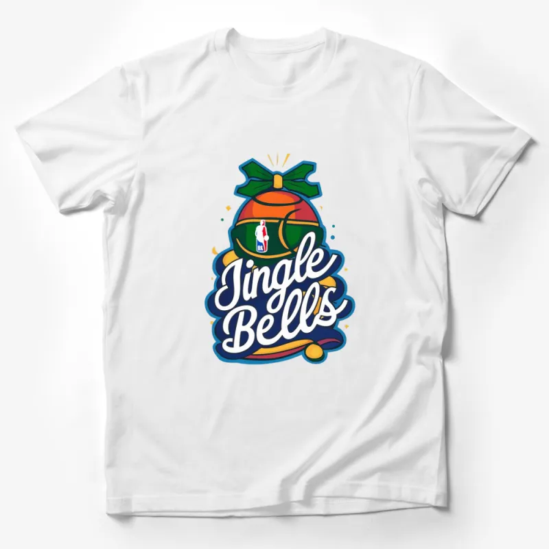 Jingle Bells Basketball Christmas T-Shirt, Holiday Hoops Festive Tee, Sporty Xmas Gift Idea Unisex Male T-Shirt