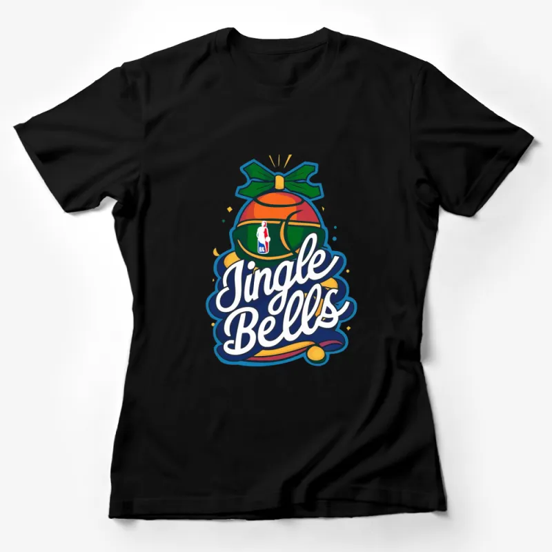 Jingle Bells Basketball Christmas T-Shirt, Holiday Hoops Festive Tee, Sporty Xmas Gift Idea Unisex Female T-Shirt