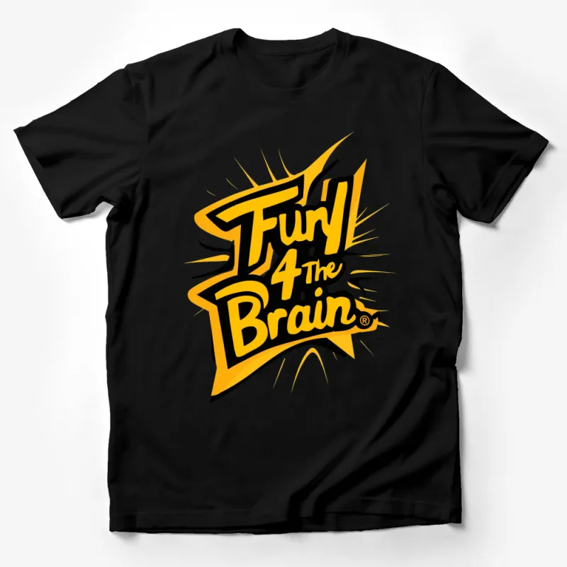 Fun for the Brain T-Shirt, Bright Yellow and Black Comic Style Graphic Tee, Unisex Casual Wear Male T-Shirt