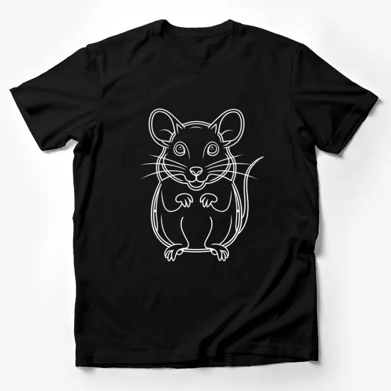 Neon Mouse Line Art T-Shirt, Unique Graphic Tee, Luminous Animal Design, Unisex Adult Clothing Male T-Shirt