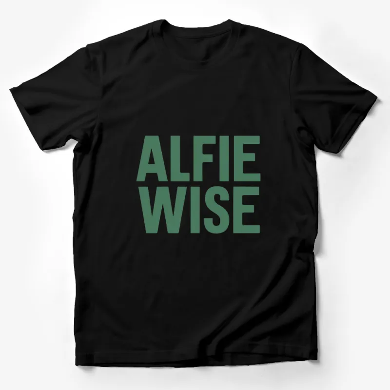 Alfie Wise Green Text Logo T-Shirt, Minimalist Design Unisex Tee, Casual Comfortable Soft Cotton Shirt Male T-Shirt