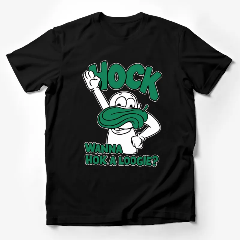 Funny Hock A Loogie T-Shirt, Cartoon Character Green Snot Graphic Tee, Humorous Casual Shirt Male T-Shirt