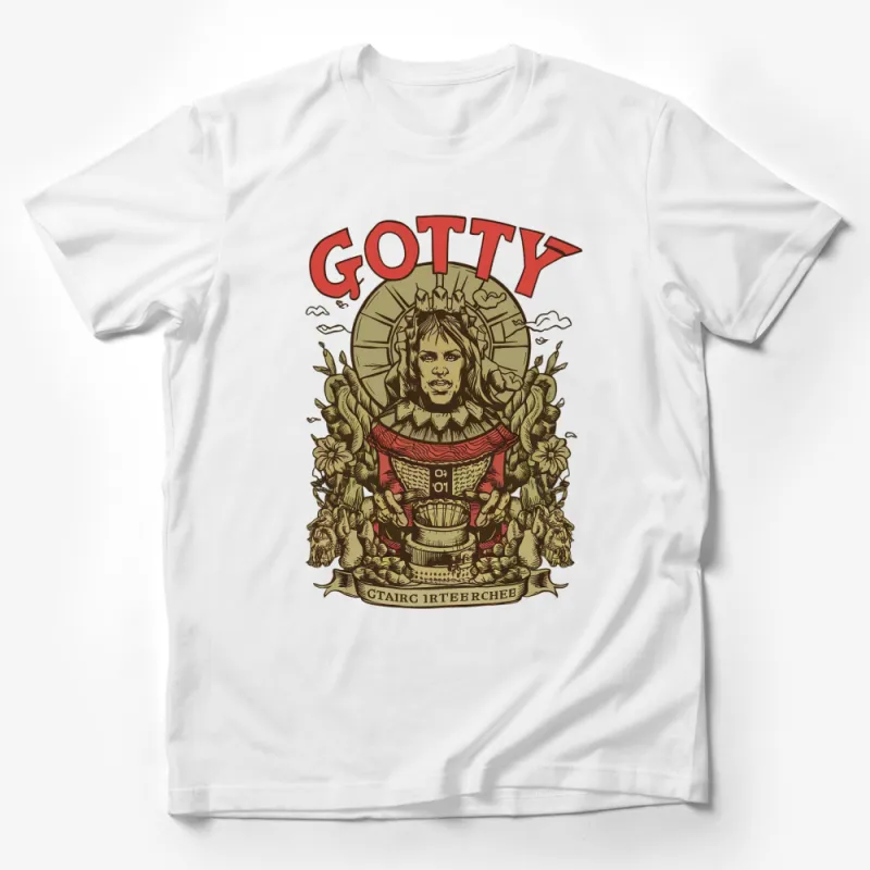 Vintage Gotty Poker King Graphic T-Shirt, Unique Royal Card Design Tee, Fashionable Casual Wear Male T-Shirt