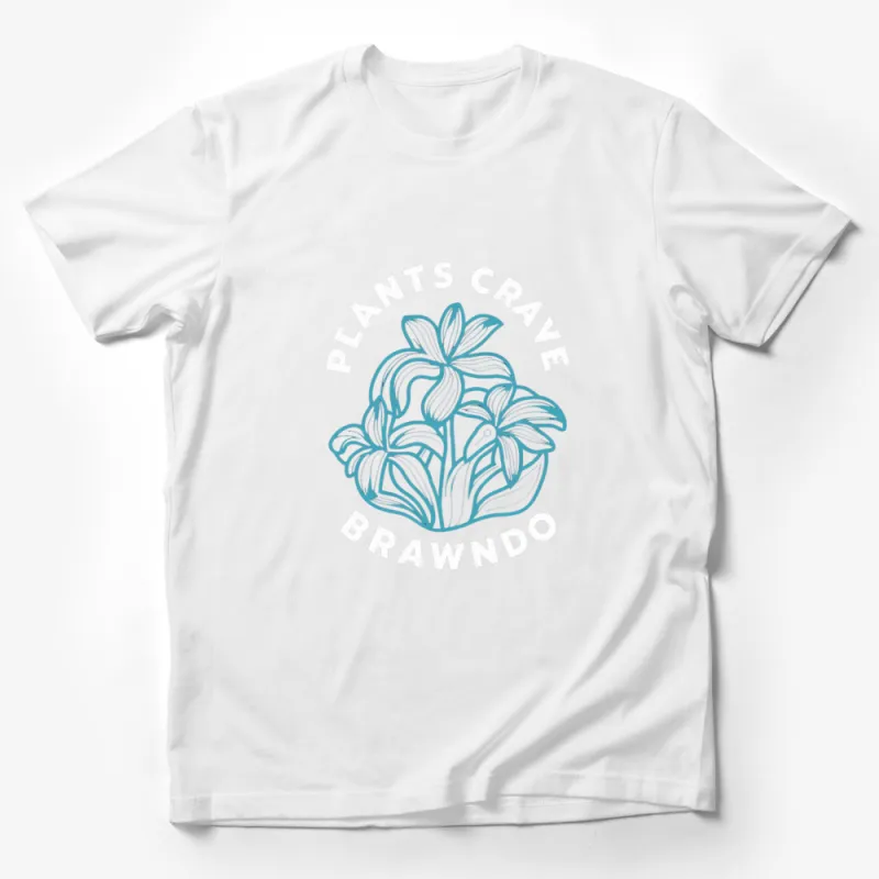 Plants Crave Brawndo Graphic T-Shirt, Botanical Themed Tee, Eco-Friendly Plant Lover Shirt Male T-Shirt