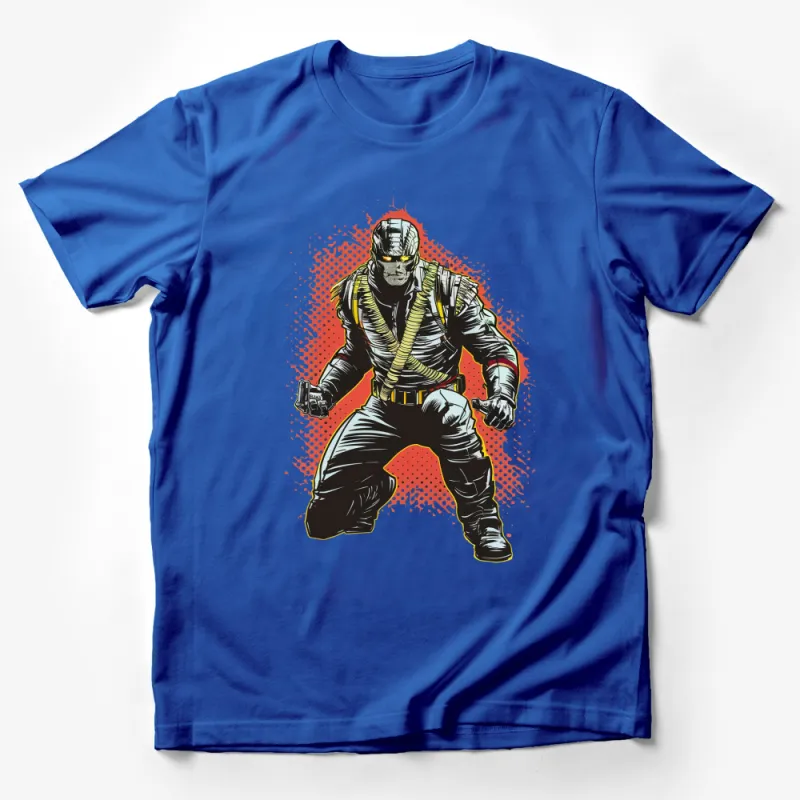 Comic Style Bold Soldier T-Shirt, Men's Graphic Tee, Vintage Inspired Military Design, Unique Gift Idea Male T-Shirt