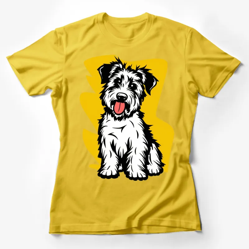 Cute Dog T-Shirt, Fluffy Black and White Terrier Graphic Tee, Fun Animal Lover Gift, Casual Pet Design Apparel Female T-Shirt